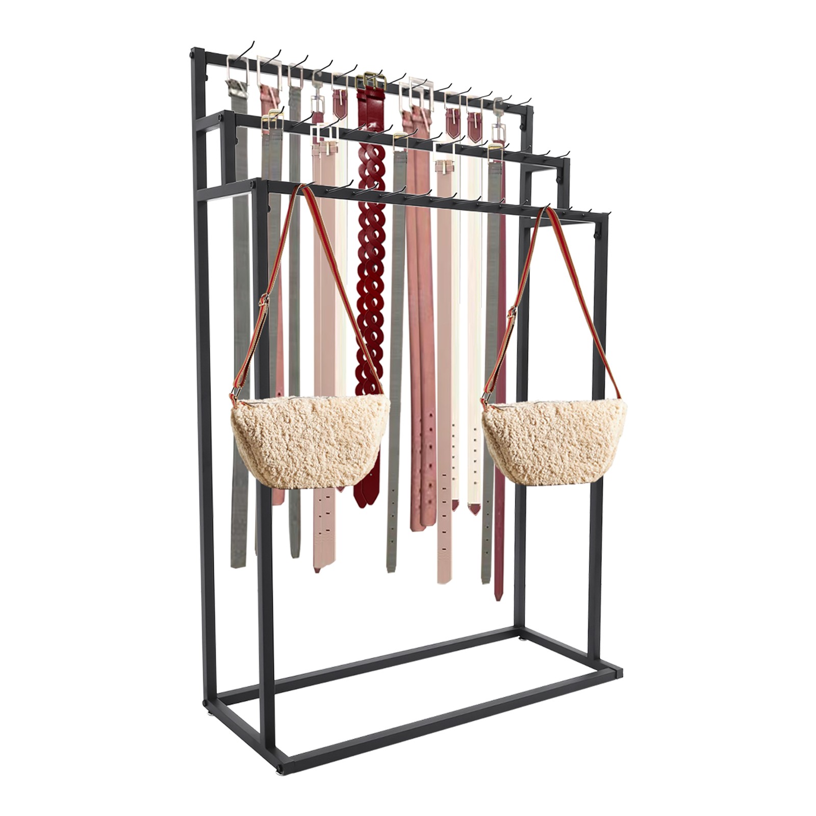 Commercial Floor Mounted Belt Hanger 39Hook Display Stand Organizer 100*40*150cm