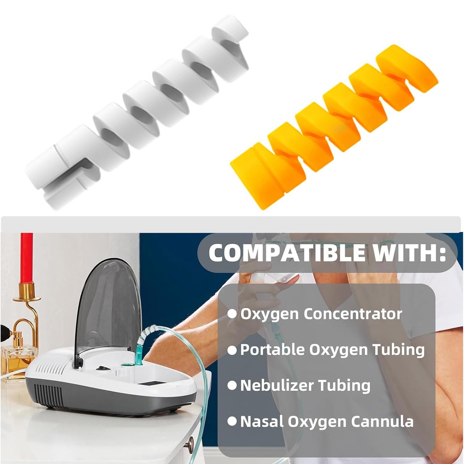10 Pack Oxygen Tube Support Crimp Straighteners for Kink-Free Hoses