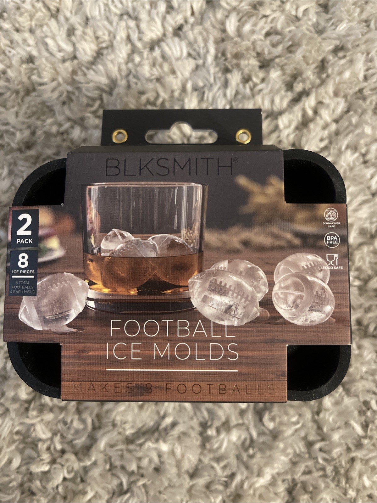 Blacksmith Football Ice Molds Makes 8 Footballs 1.5 in- BPA Free Silicone - NEW