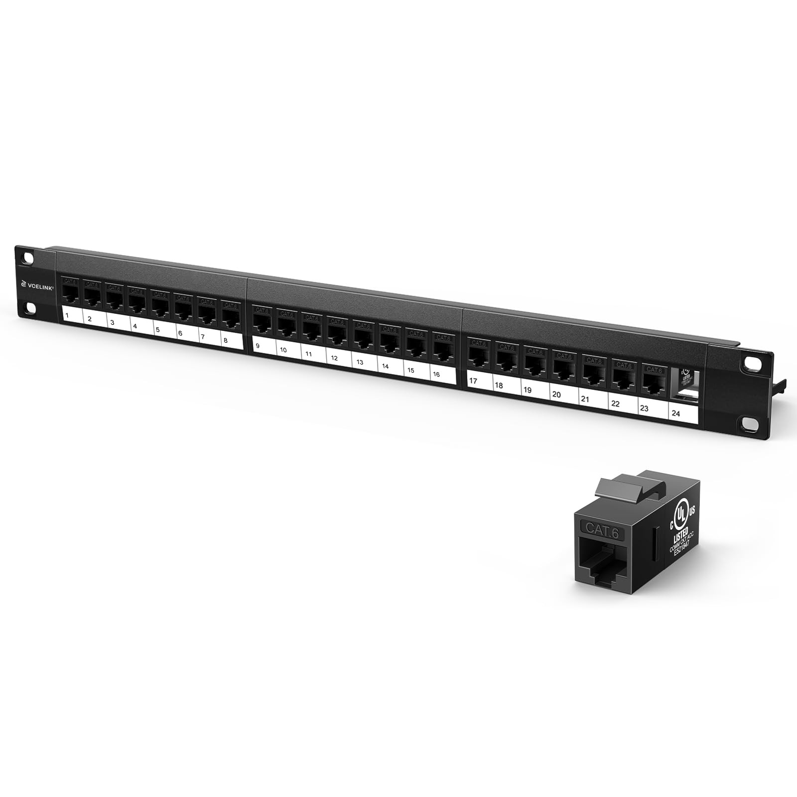 Keystone Patch Panel, with 25-Pack UL-Listed CAT6 Keystone Coupler
