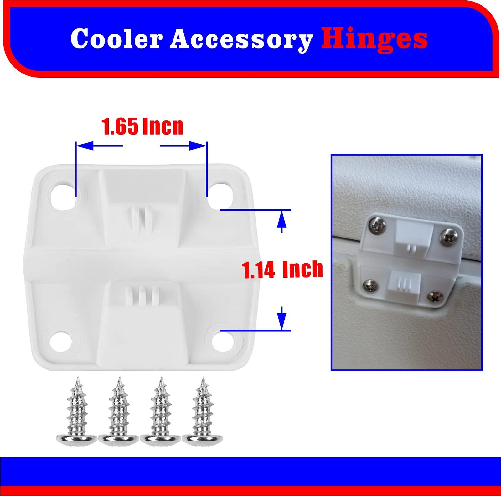 Cooler Replacement Plastic Hinges and Screws 4 Pack