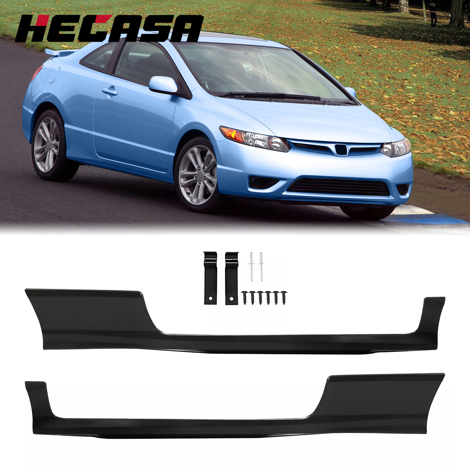 For Honda Civic Coupe 2 Door 2006-2011 HFP Style Side Skirts Body Kit Spoiler