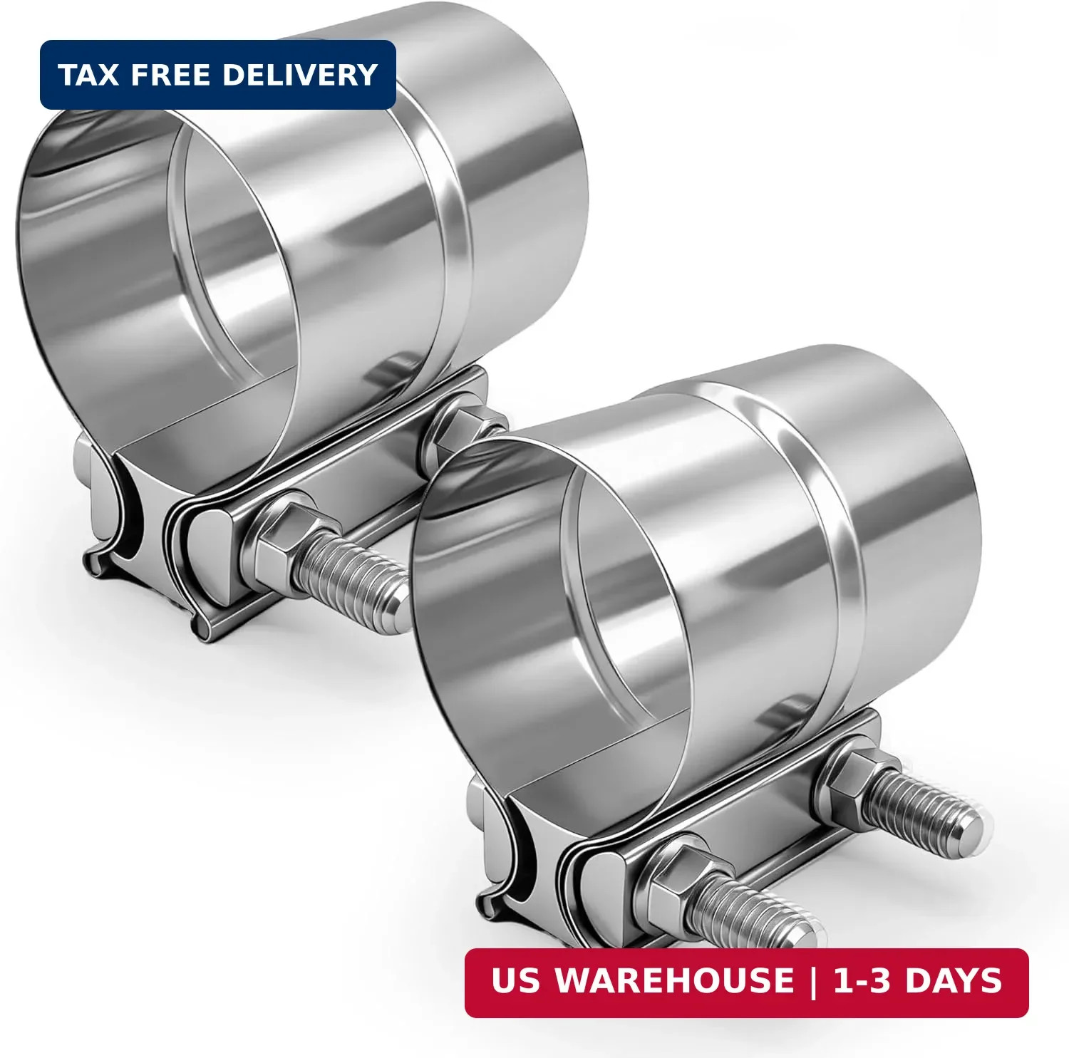 2.5 Inch Exhaust Clamp, 2 1/2 Lap Joint Band Clamp Stainless Steel 304 For 2.5"