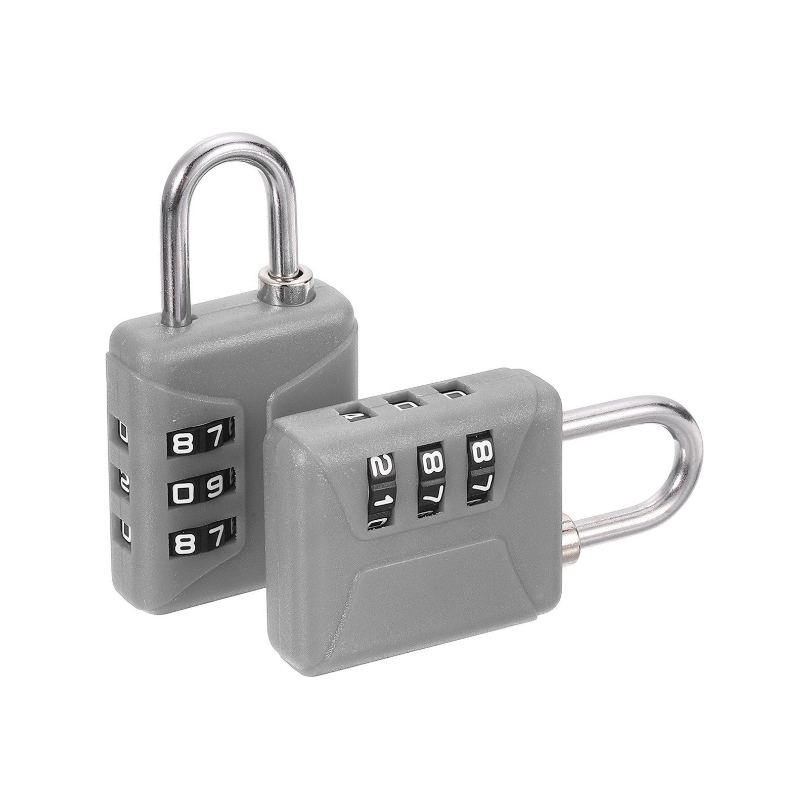 2pcs Resettable 3 Digit Plastic Combination Padlock, Gray (60 x 32mm)
