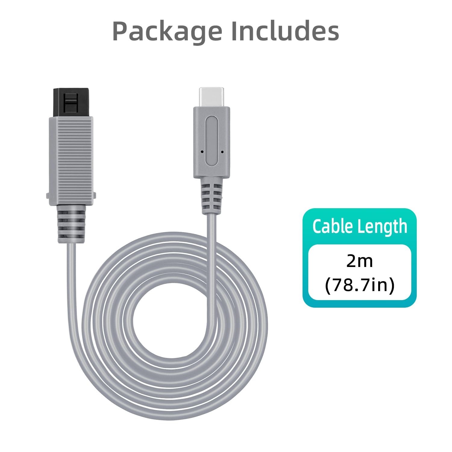 6.5 Ft Type-C Power Charge Cable for Wii - Lightweight & Durable Gaming Solution