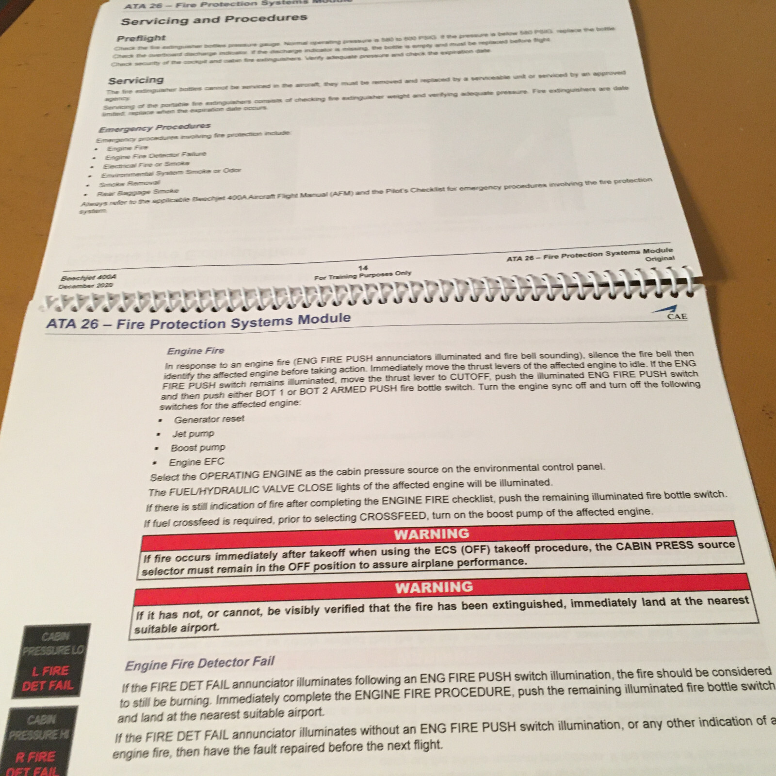 BeechJet 400A Fire Protection Systems Booklet Manual