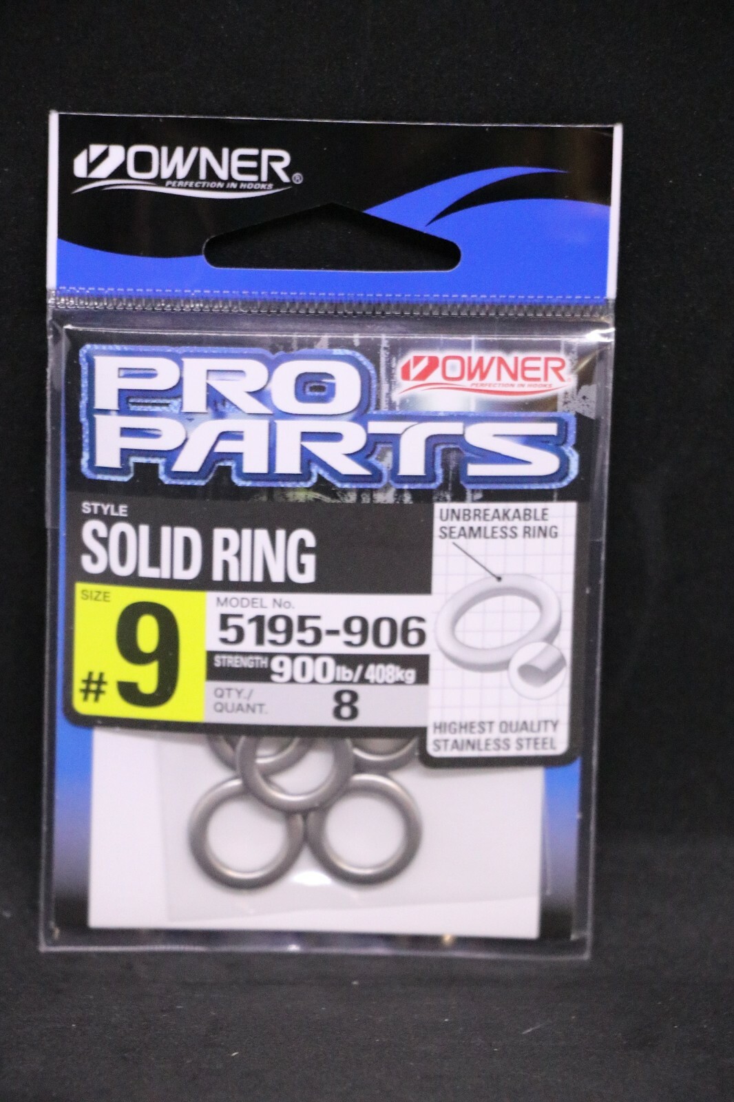 Owner 5195-906 Stainless Steel Solid Rings - Size 9 - 900lb Test Pack of 8