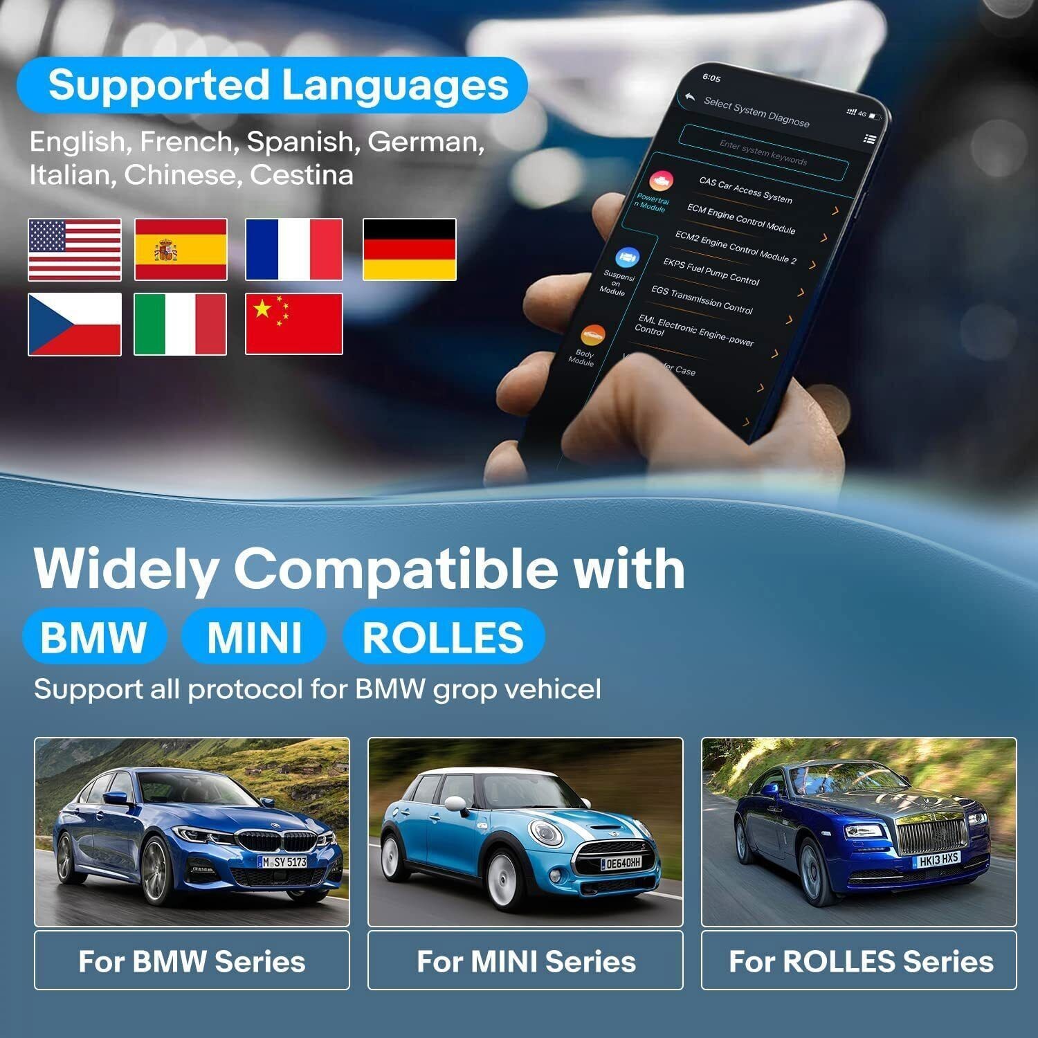 Autophix 3910 for BMW Bluetooth OBD2 Code Reader All System Diagnostic Scanner T
