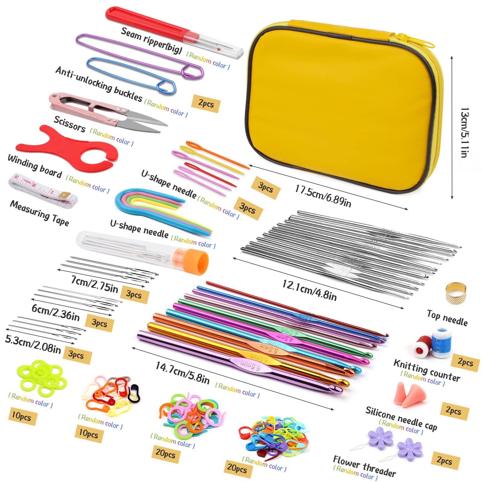 110 Pcs Crochet Hooks Set with Storage Case Craft Art Tools for Beginners