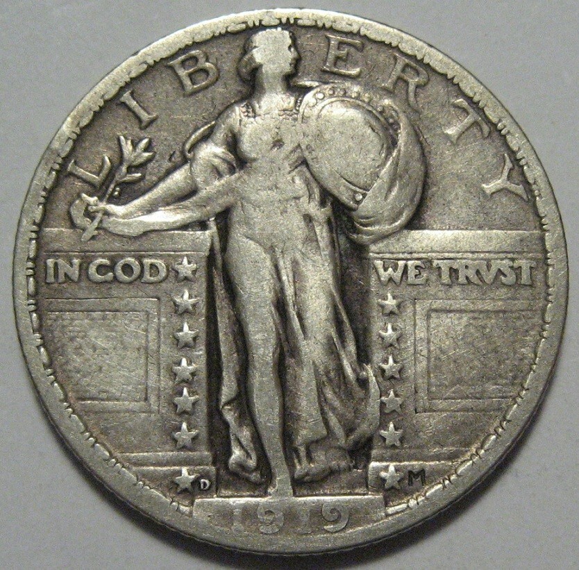 = 1919-D VF+ STANDING Quarter, Super EYE Appeal, FREE Shipping