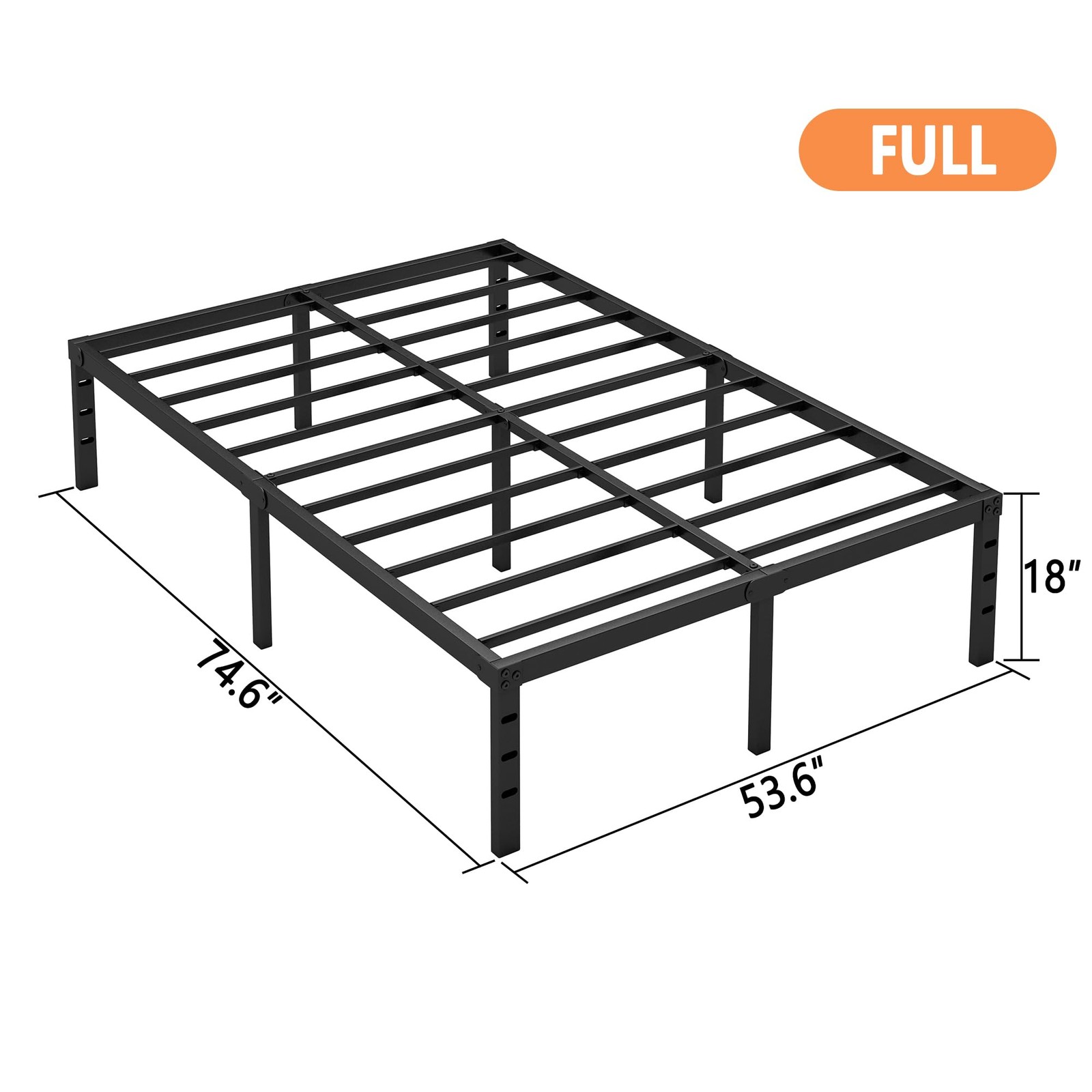18 Inch Full Bed Frame - Sturdy Metal Platform Full Size, No Box Spring Neede...
