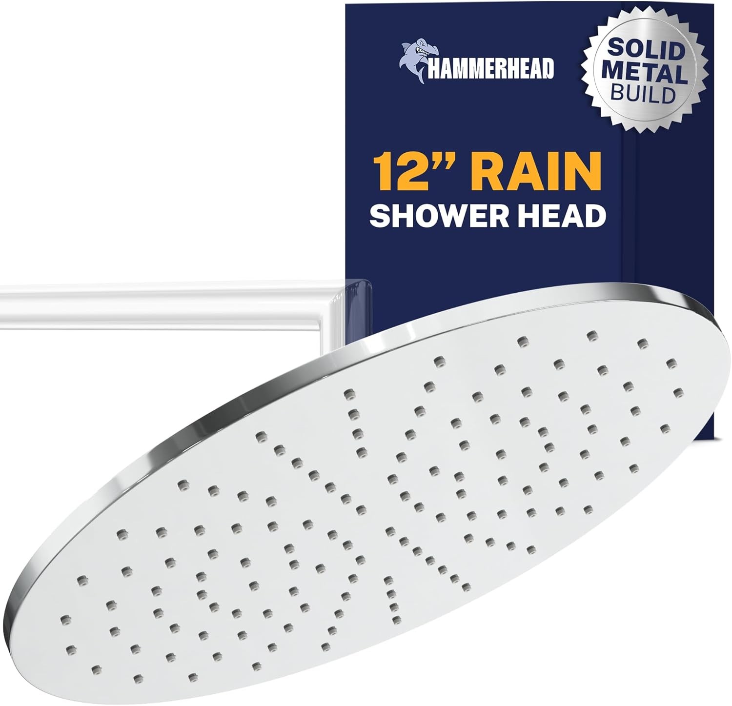 ® Solid Metal 12 Inch Rainfall Shower Head, Large Rain Shower Head, 2.5 GPM High