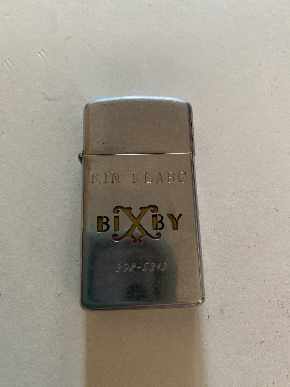 vintage zippo lighter Bixby.  With Engraving