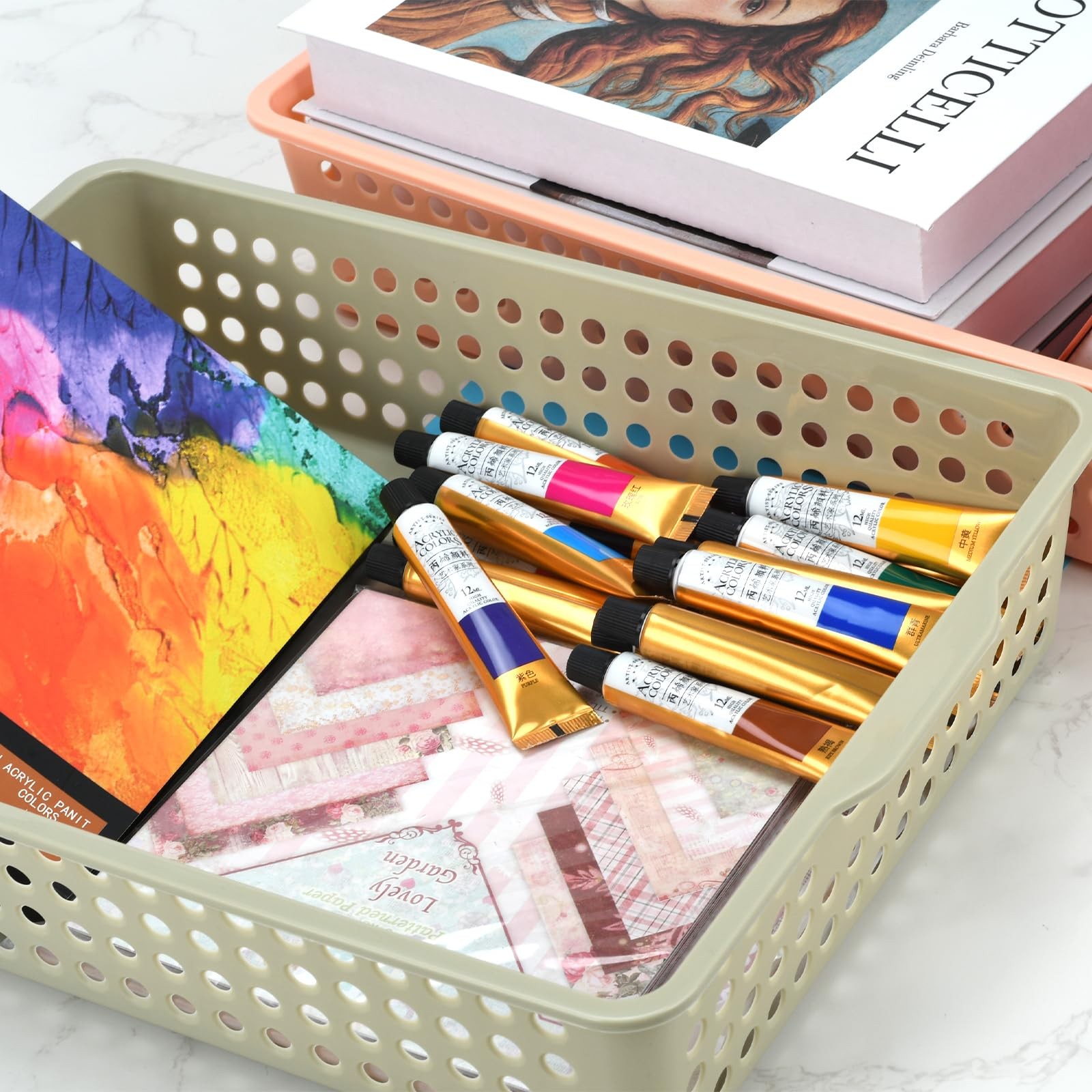6 PCS Stackable Paper Trays Handles Modern Desktop Organizer For A4 Documents