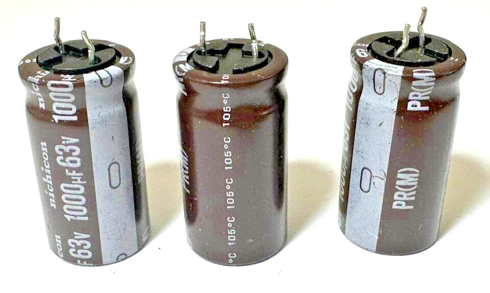 6X - 1000uF @ 63V 105°/ LOW-ESR - NICHICON (UPR) Rad Electrolytic AUDIO CAP #189
