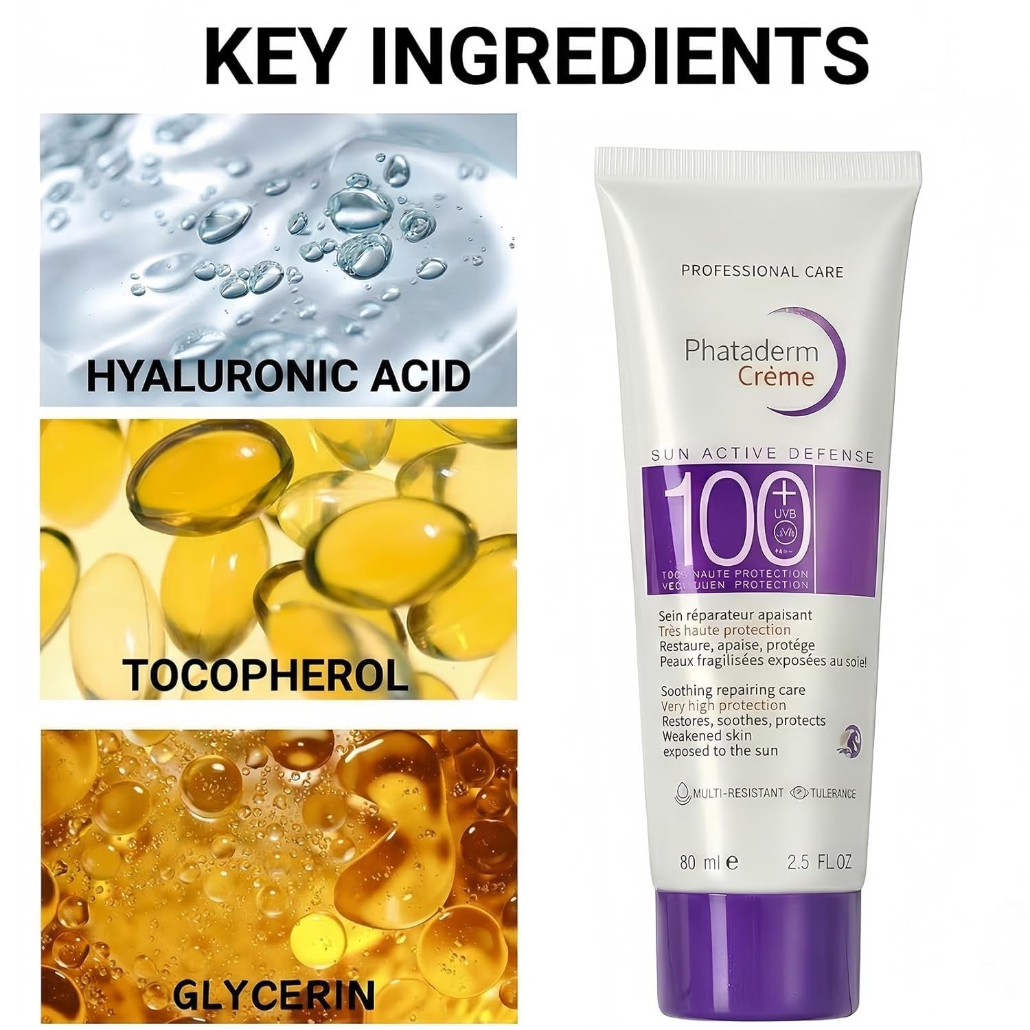 SPF 100 Sunscreen for Face, Sun Active Defense Cream, Broad Spectrum UVA UVB Pro