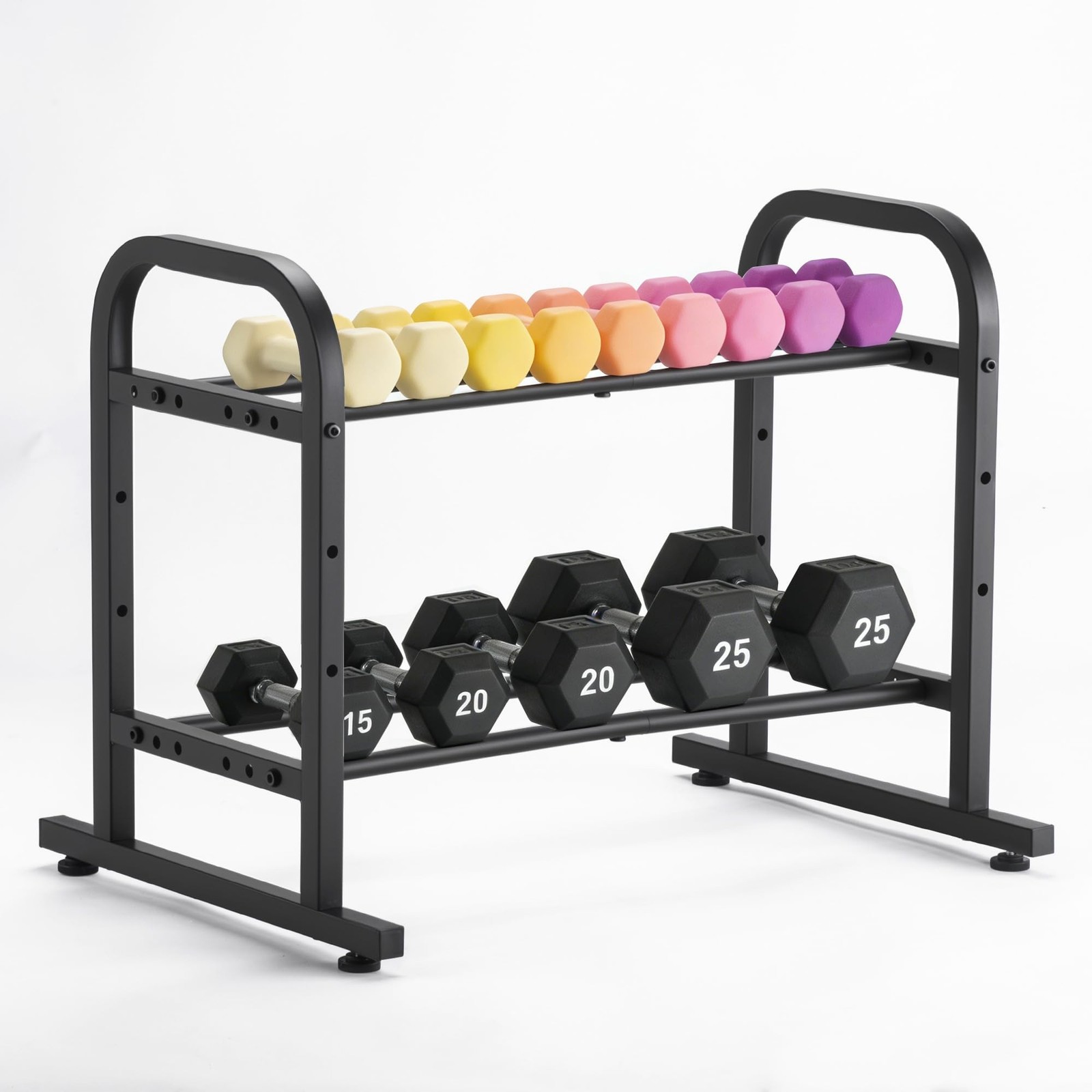 2/3-Tier Heavy Duty Dumbbell Rack, Holds 360/450 Lbs Total, Adjustable Width ...