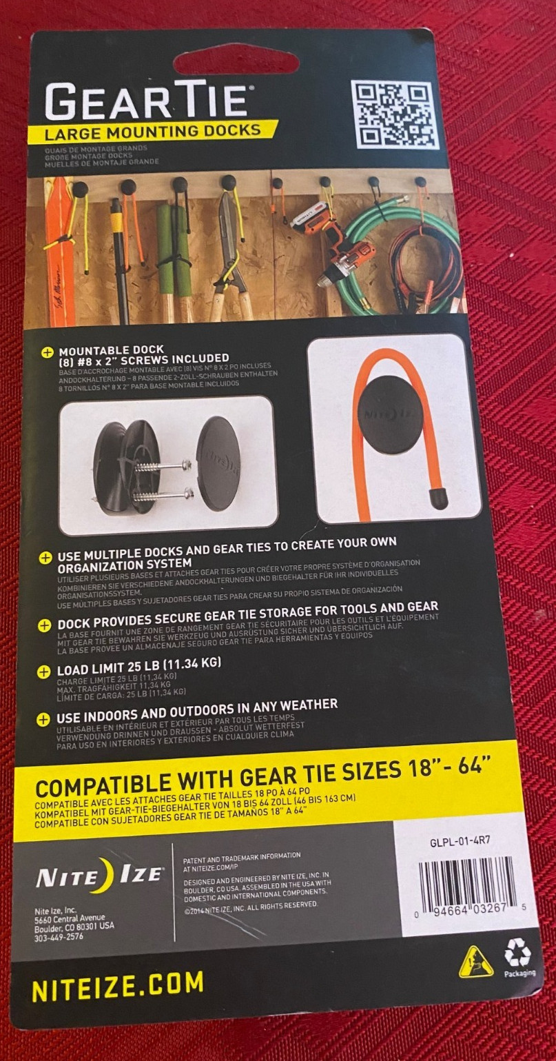 Nite Ize - 4 18" Gear Tie with Large Mounting Dock Set