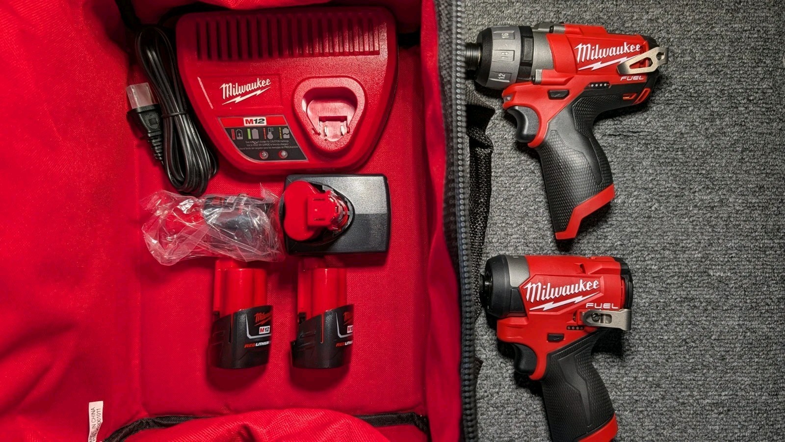 Milwaukee M12 FUEL Tool Kit 2402-20 & 3453-20, Batteries, Charger and Bag
