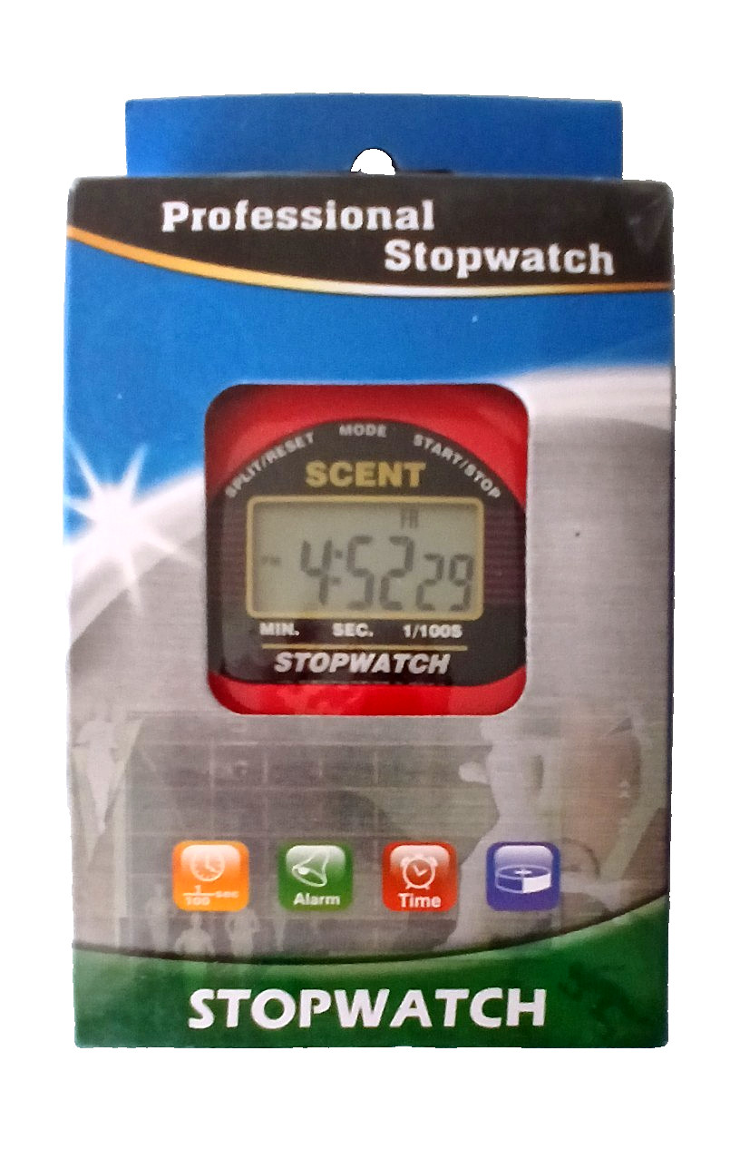 Scent Professional Stopwatch Red W/ black Cord 1/100th Sec Split Tap Time etc...
