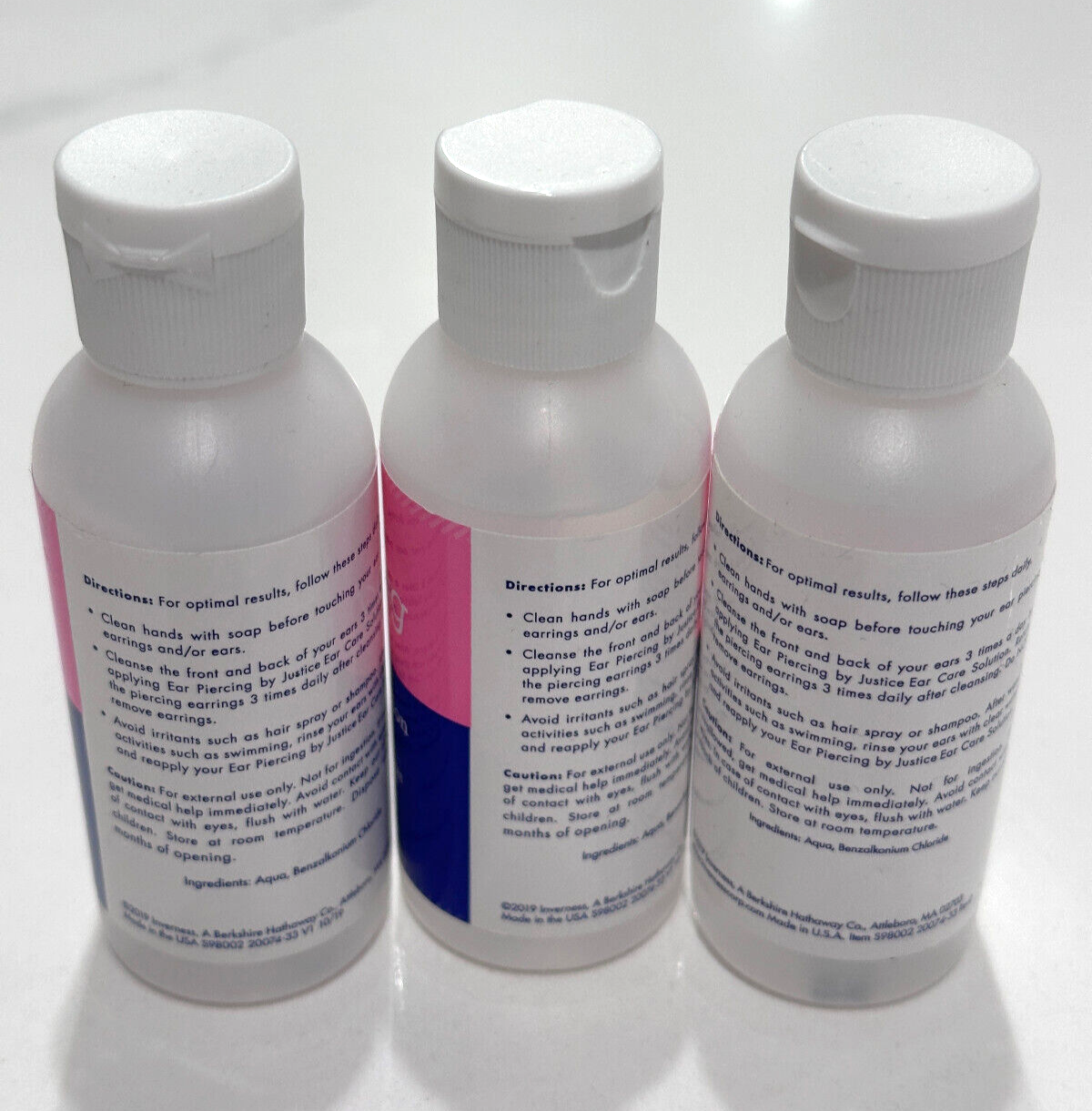 3x Justice Ear Piercing Ear Care Solution 2 fl oz each