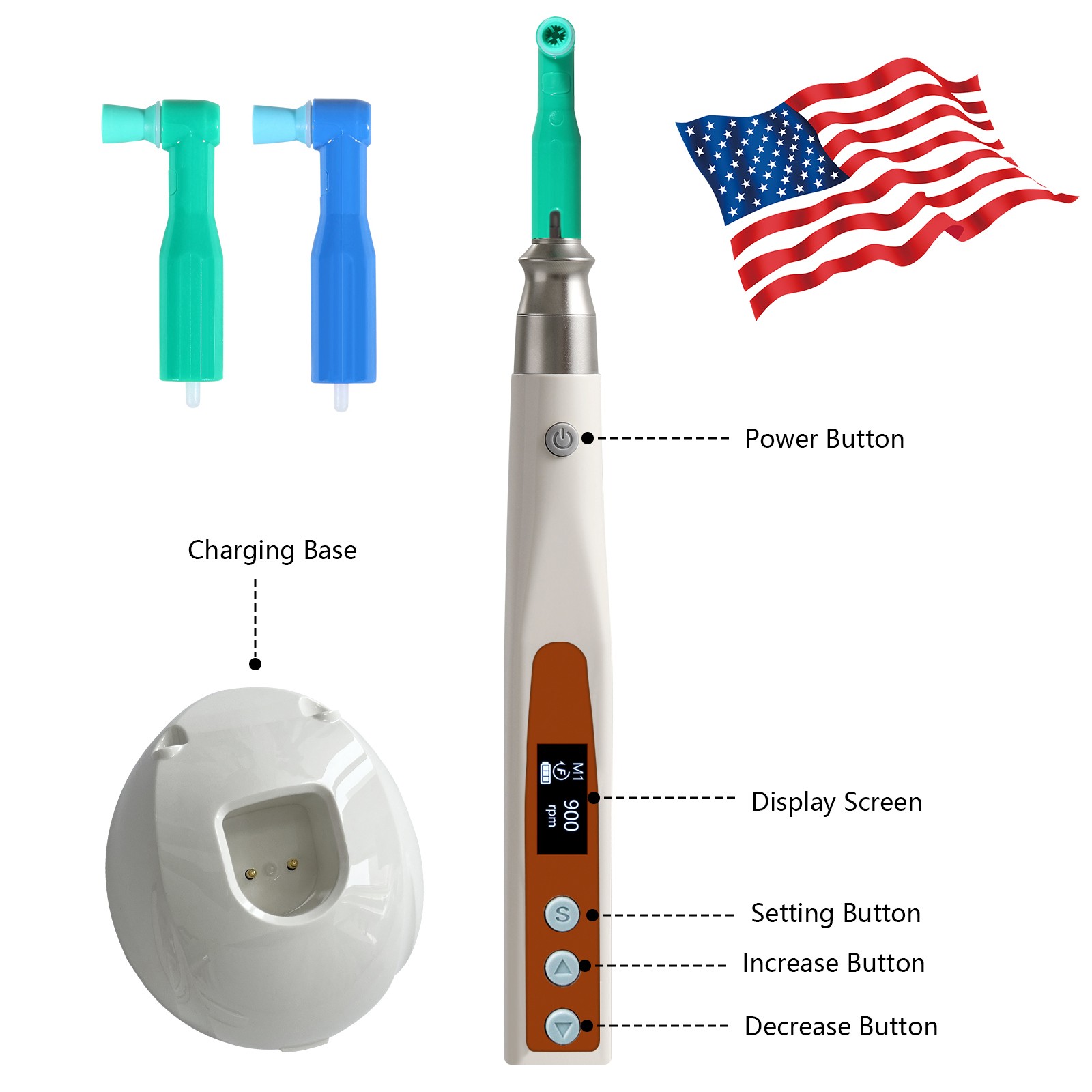 Dental Hygiene Prophy Handpiece 4Hole Wireless/ 105° disposable prophy angles