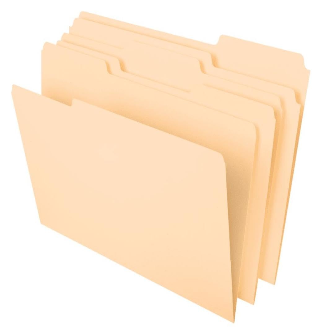 Durable Manila Letter Size File Folders 100 Pack Office Supply Organizer Set