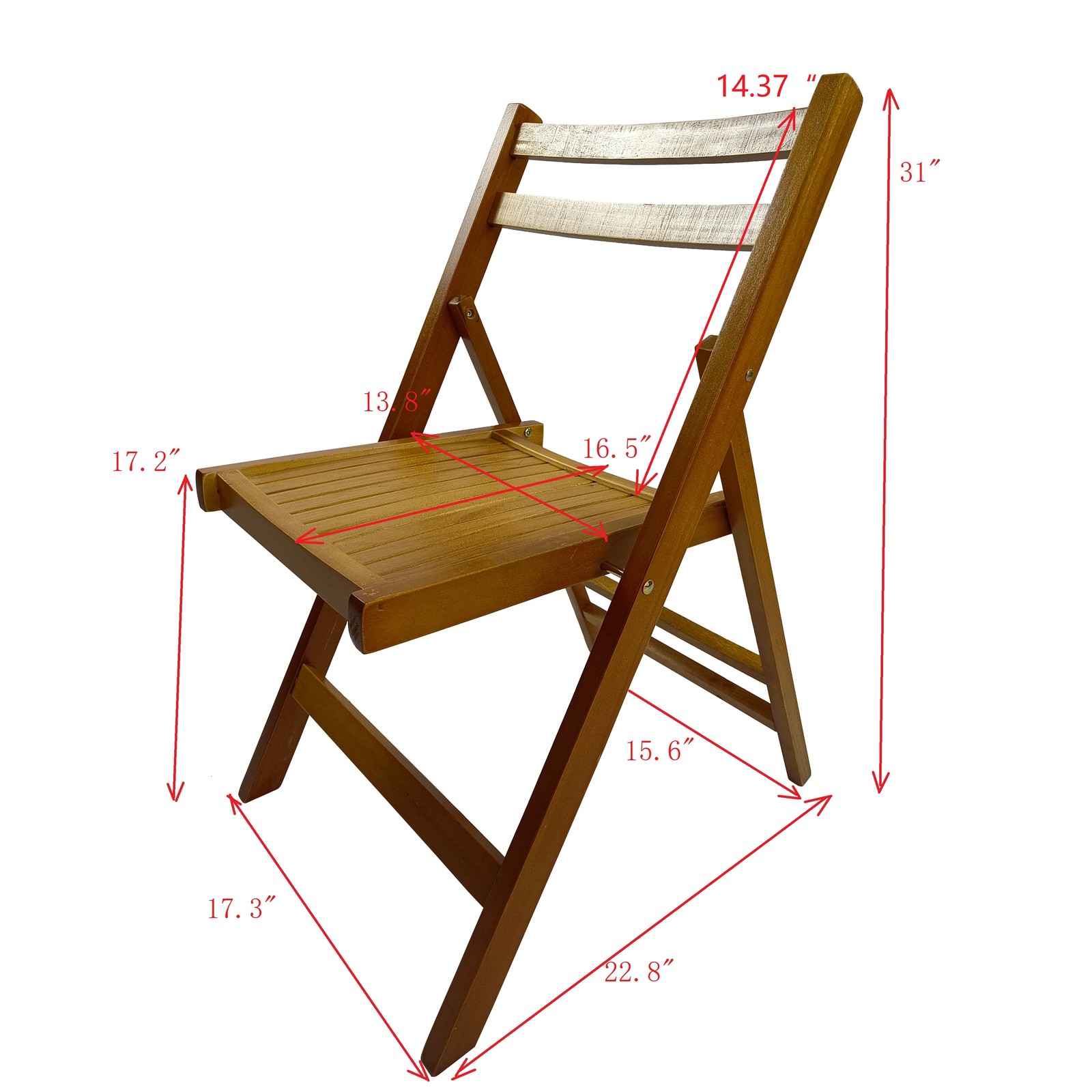 Set of 4 Folding Chair Event Chair Furniture Slatted Wood Honey Color
