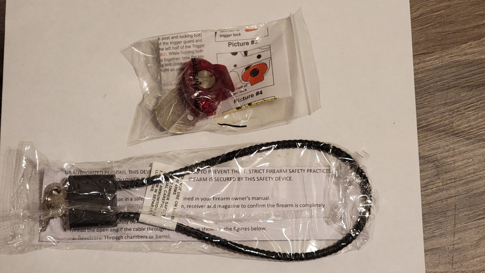 Lot of 2 Gun Locks - Cable Lock - Trigger Lock