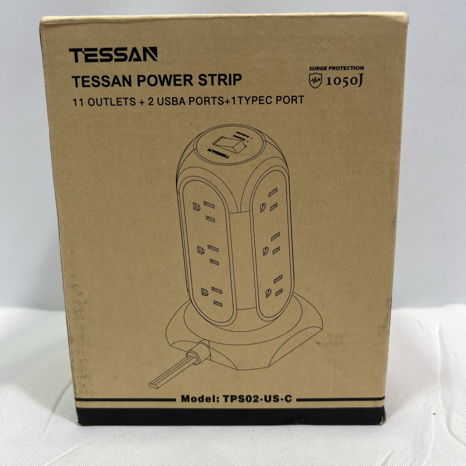 Tessan Power Strip, 11 Outlets + 2 USBA Ports + 1 Type C Port #TPS02-US-C ~ NEW
