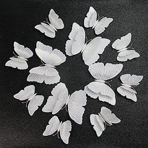3D Stereo Simulation Flash Butterfly Wall Decoration Living Room Bedroom White