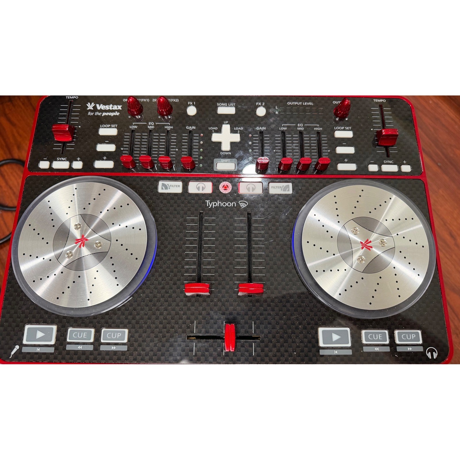 Vestax Typhoon DJ MIDI Controller Virtual DJ Black Red Silver VDJ-0001 Boxed EUC