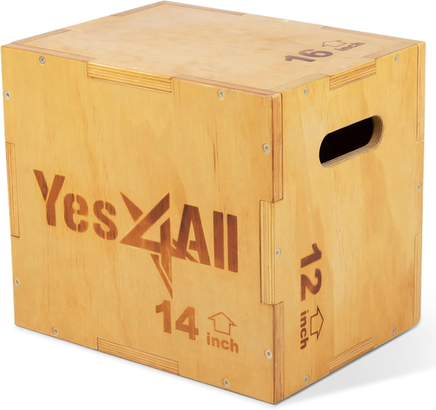 Plyo Box, 3-In-1 Wooden Box Jumps for Home Gym, 450 Lbs Boxes Step up with Smoot