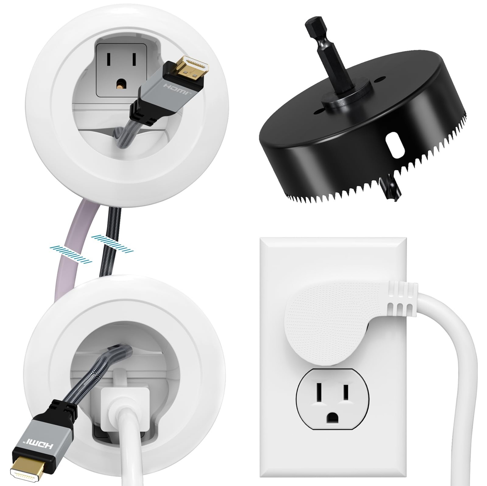 in Wall Cable Management Kit, Power & Low Voltage Wire Organizer with Hole Sa...