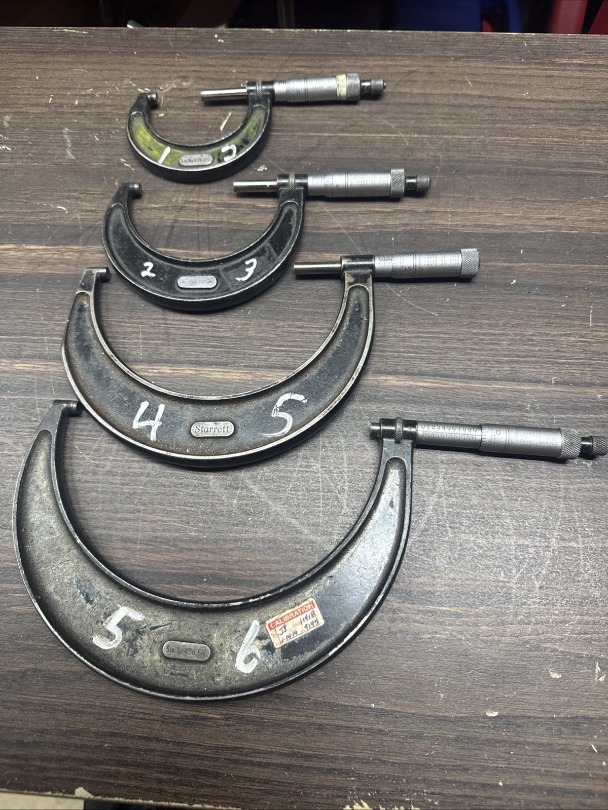 Starrett No 436 1-6" Outside Micrometer Set .001" Graduation No Standards