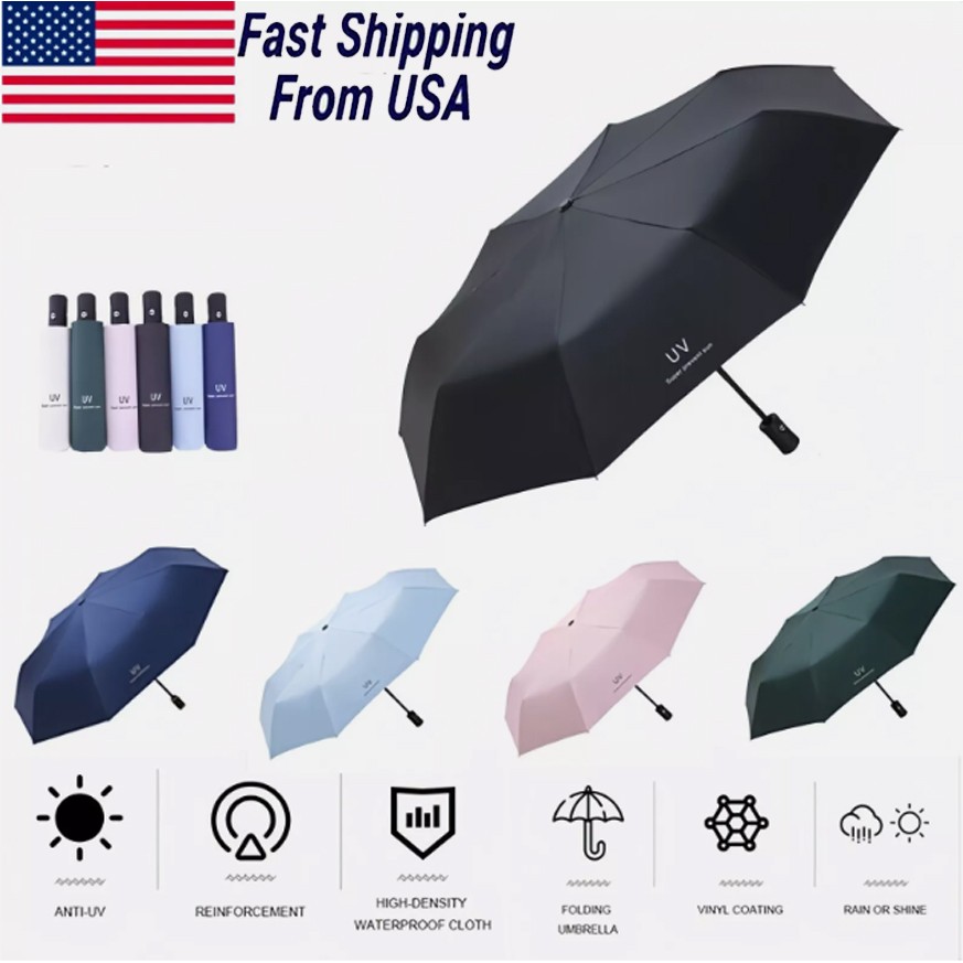 NEW Automatic Umbrella Sun / Rain Anti-UV Windproof 3 Folding Compact Umbrella
