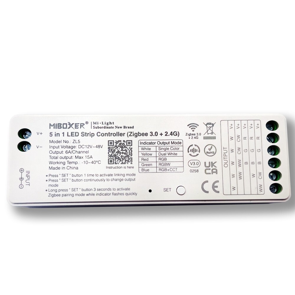 Zigbee3.0+2.4G MiBoxer 5in1 Controller WiFi Gateway Remote For RGB CCT LED Strip