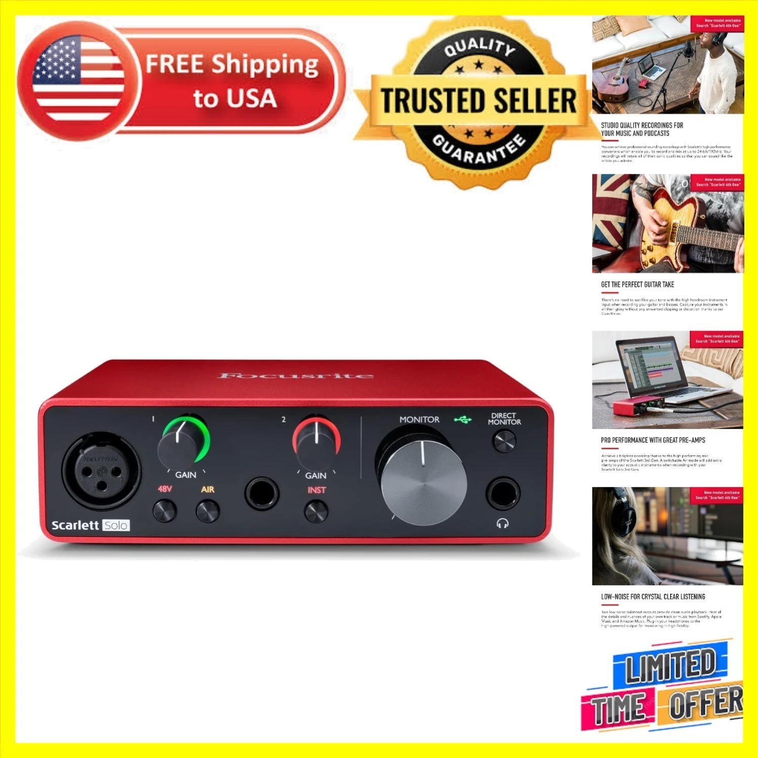 Studio-Quality USB Audio Interface with 24-bit/192kHz for Musicians & Podcasters