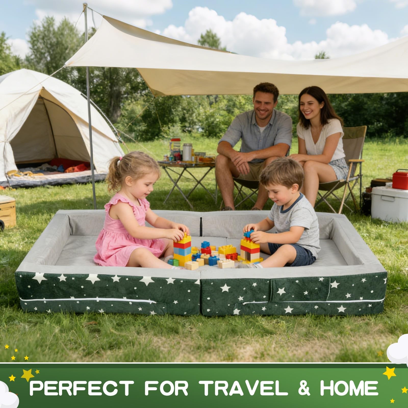 Portable Travel Bed – Foldable Floor Bed for Toddlers 3-6 with 3.54" Soft Foa...