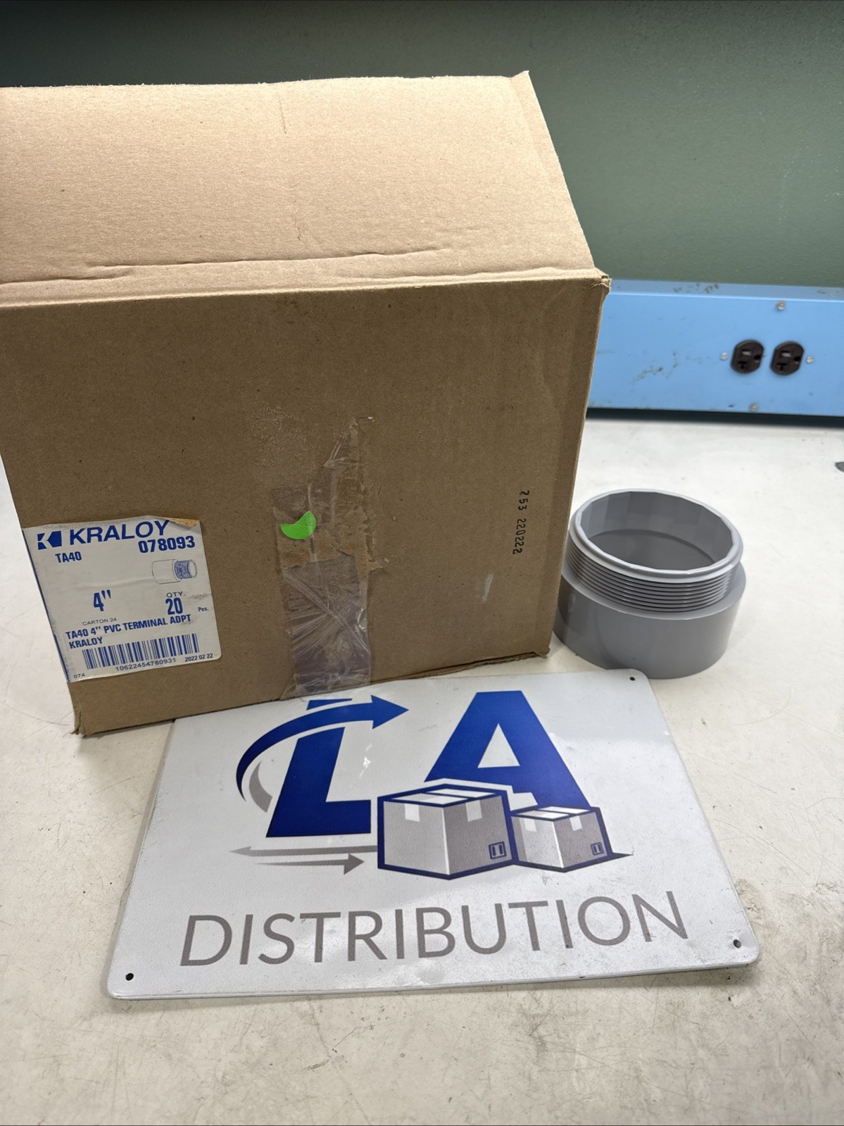 (QTY 20) Kraloy Fittings TA40 078093 4-inch PVC Coupling Male Terminal Adapter