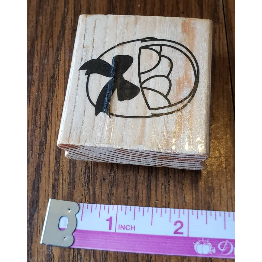 Spring Easter Basket With Eggs Craftsmart Wood Mounted Rubber Stamp