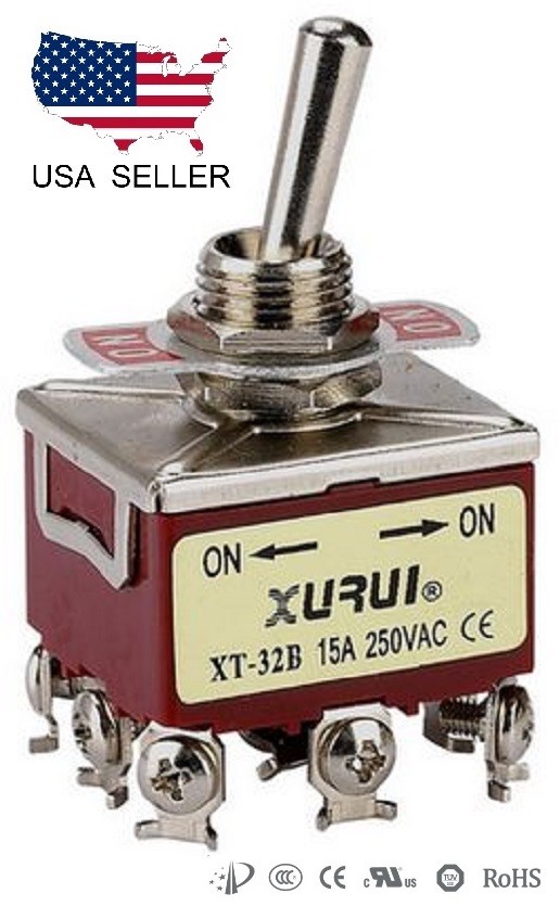 HEAVY DUTY 3PDT ON-ON TOGGLE SWITCH 20A 125V, 15A 250V SCREW TERMINALS (32B)