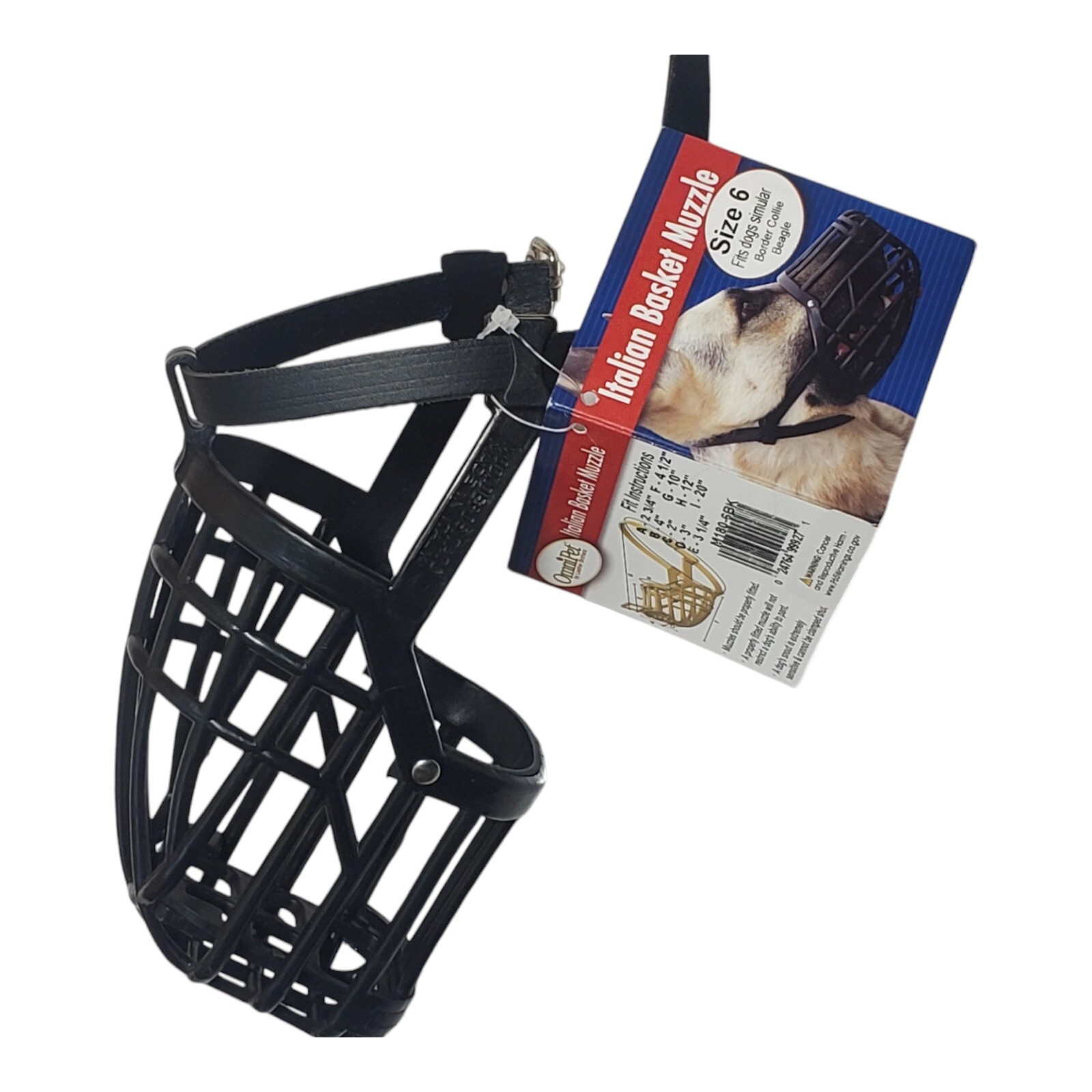 Leather Brothers Italian-style Basket Dog Muzzle Size 6 Black- Tag USA Made