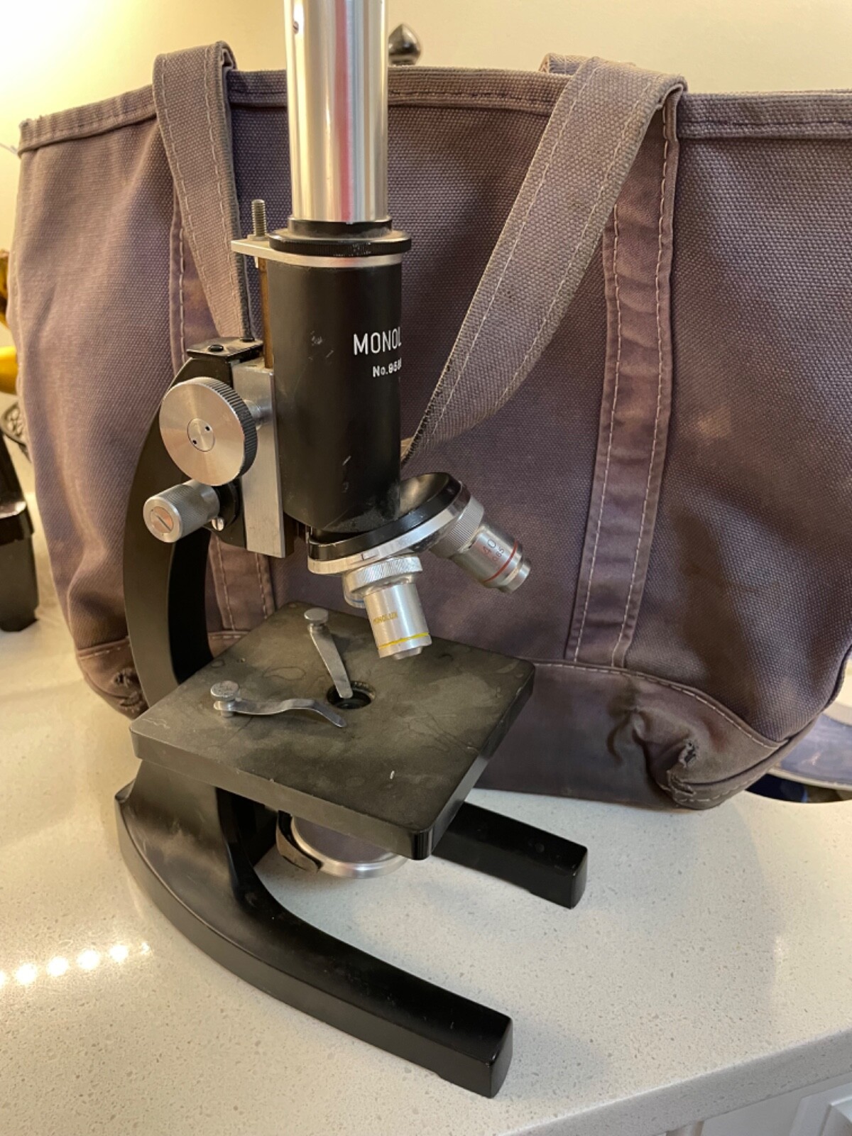 Monolux Microscope 3 lens, no 95866, everything intact, good condition