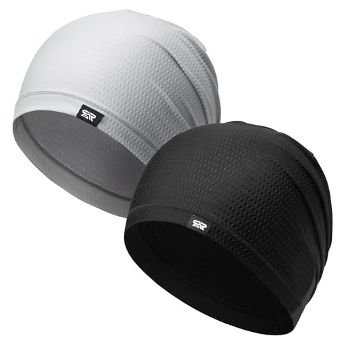 2 Pack Summer Beanies - Lightweight Breathable Cooling Skull Caps Black+gray