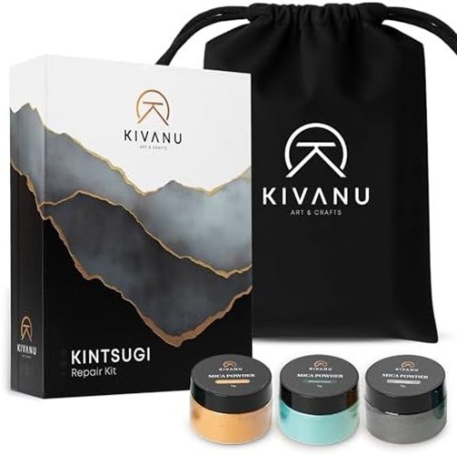 Authentic Kintsugi Repair Kit - Ceramic Repair Kit with Food Safe Epoxy - Gol...