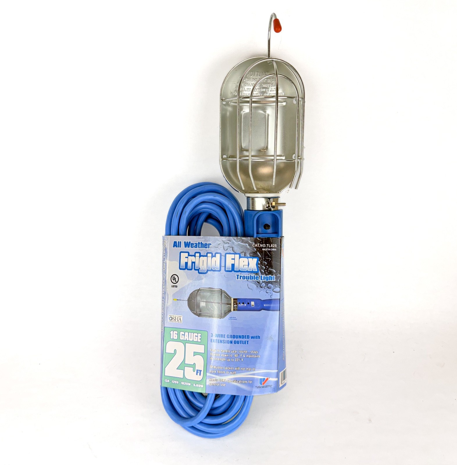 25 ft Cold Weather Frigid Flex Trouble Light with Metal Shade  Made in USA