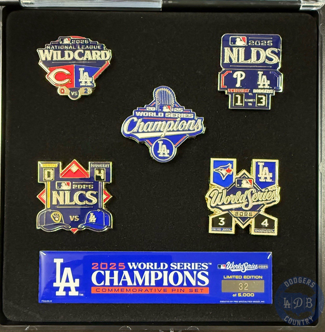 2025 LA Los Angeles Dodgers World Series Champions 5-Pin Set Champ W/ Case New