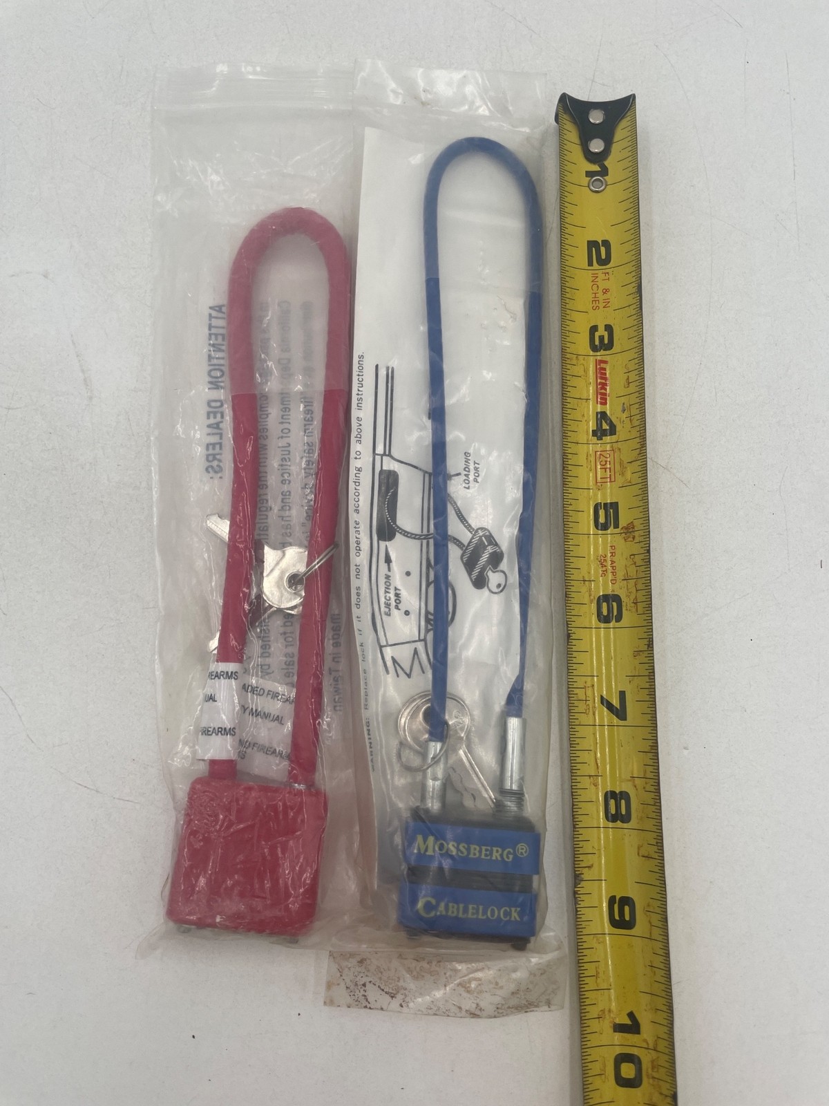 Mossberg Cable Gun Locks Set Of 2 With Keys Red & Blue Secure Firearm Safety Dev