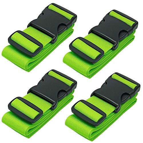 Luggage Straps for Suitcases Travel Belt Suitcase Strap, 4-Pack, 4Pack_Green